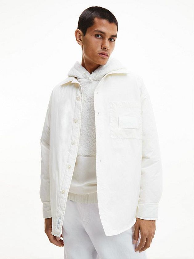 Calvin Klein USA Recycled Nylon Padded Shirt Mens Jacket White 9213065-QS